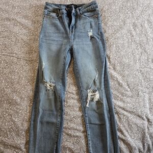 Kendall & Kylie High Rise Distressed Blue Jeans